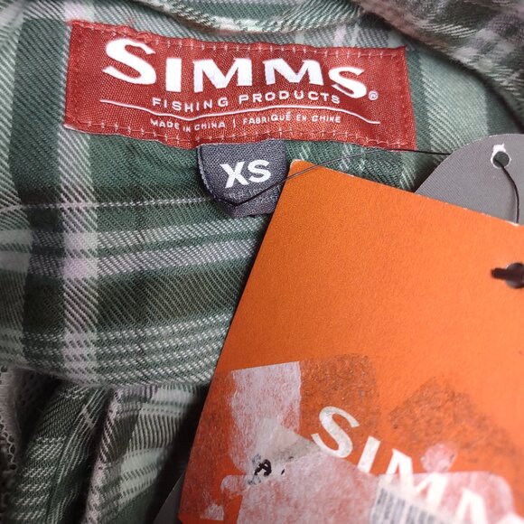 NWT Simms green Mallard Plaid Primaloft Blend flannel shirt ladies size XS - Picture 8 of 10